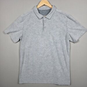 Vuori Ace Polo Shirt Mens L Grey V164 Recycled Polyester Pocket Short Sleeve